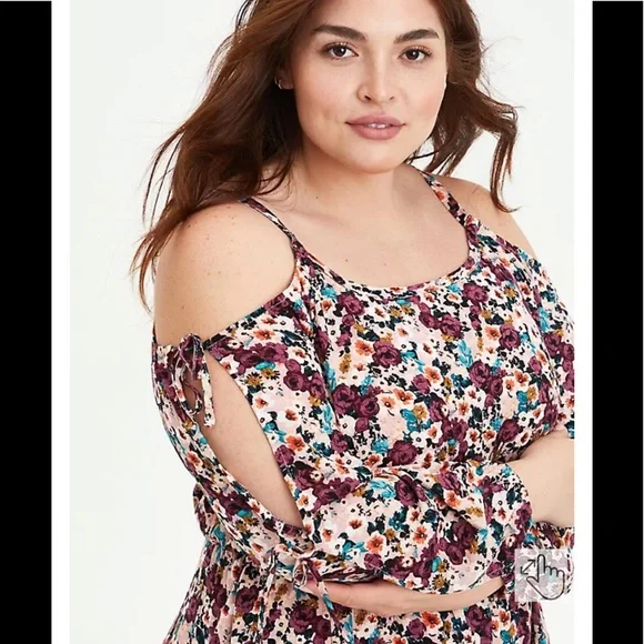 Torrid Gauze Cold Shoulder Floral Dress - Picture 3 of 7